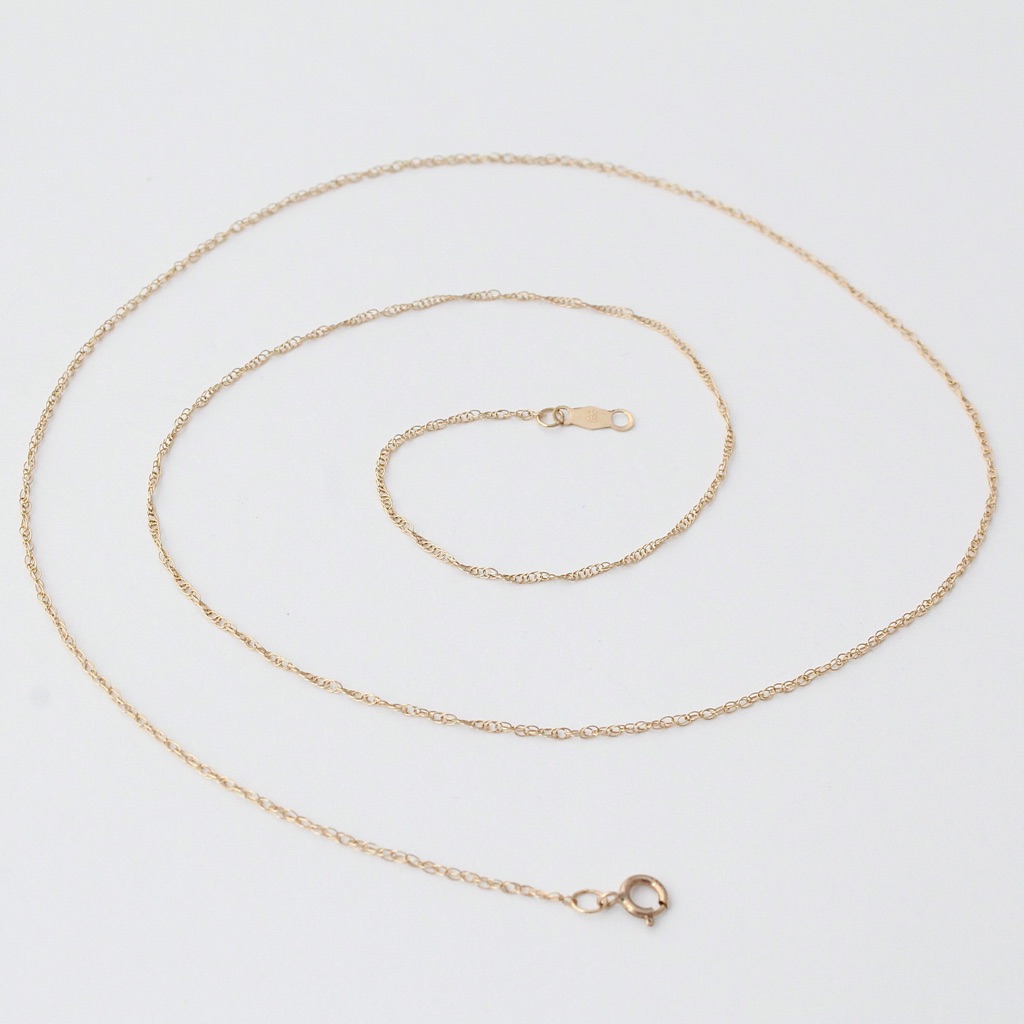 Vintage 10k Yellow Gold Necklace Chain By Heng Ngai Thin Delicate Cable 18.5”